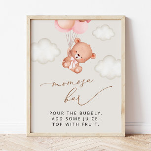 Baby Bear, Teddy Bear, Pink Balloons, Momosa Bar Poster