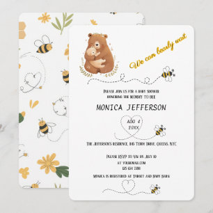 Baby Bear We Can Bearly Wait Personalized Invitation