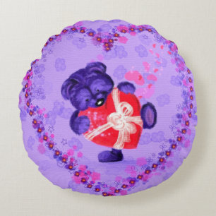 Baby Bear with Heart Gift Round Pillow