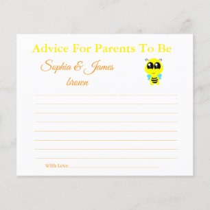 Baby Bee Advice for Mom & Dad Baby Shower Card