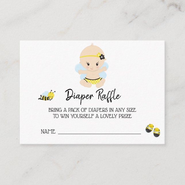 *~* Baby Bee Baby GIRL Floral Diaper Raffle Enclosure Card (Front)