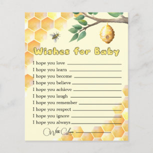 Baby Bee Baby Shower Wishes for Baby Card