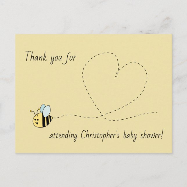 Baby Bee Boy Thank You Postcard (Front)