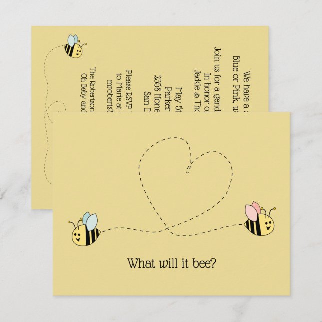 Baby Bee Gender Reveal Invitation (Front/Back)