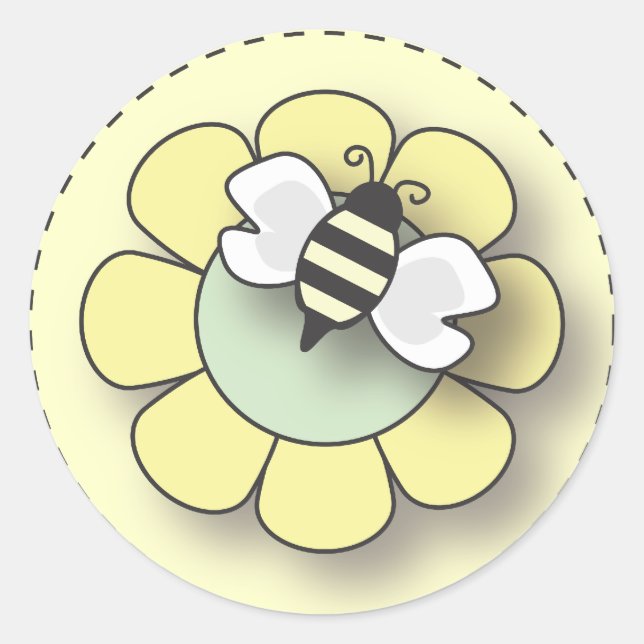Baby Bee in Neutral Yellow Classic Round Sticker (Front)