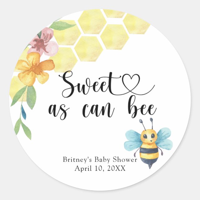 Baby Bee - sweet as can bee Classic Round Sticker (Front)