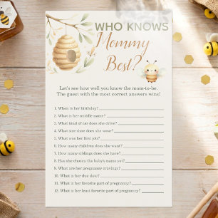 Baby Bee Who Knows Mommy Best Gender Reveal Game