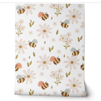 Baby Bees and Flowers Wallpaper