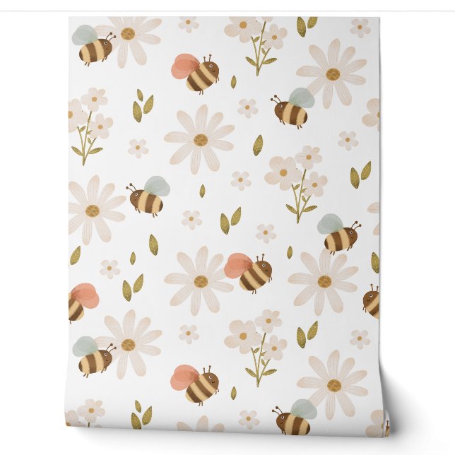 Baby Bees and Flowers Wallpaper (Unrolling)