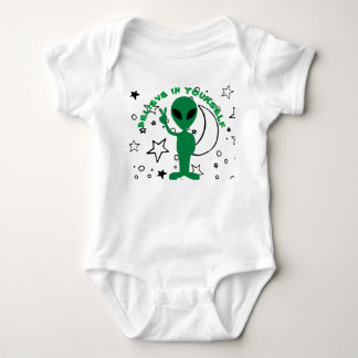Baby Believe in Yourself alien peace sign bodysuit