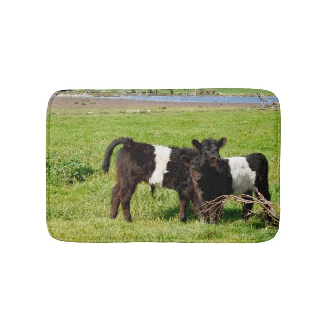 Baby Belted Galloway Cows In Country, Memory Foam Bath Mat (Front)