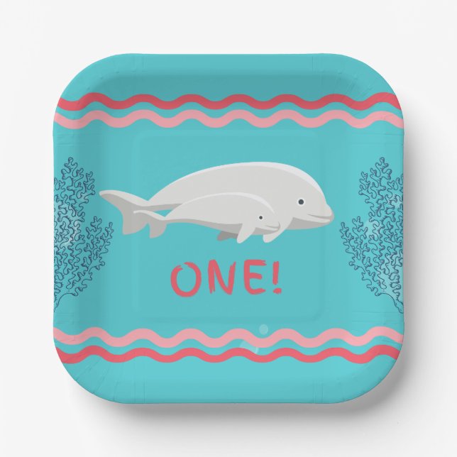 Baby Beluga 1st Birthday Plate (Front)