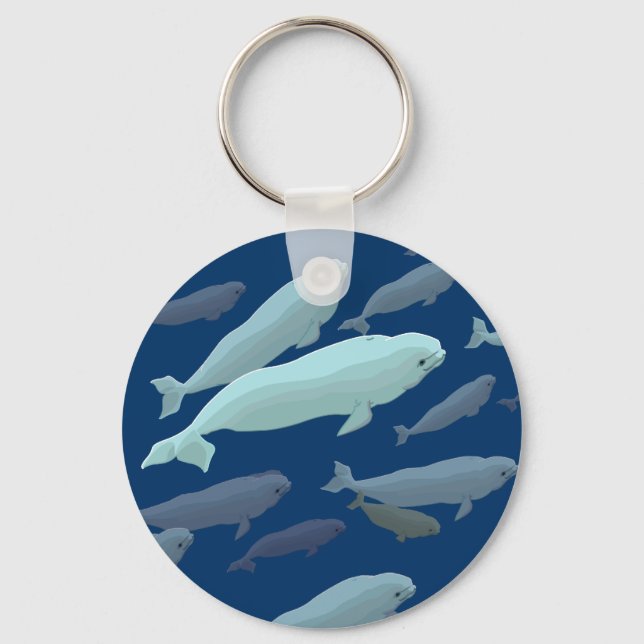 Baby Beluga Whale Keychain Whale Art Gifts (Front)