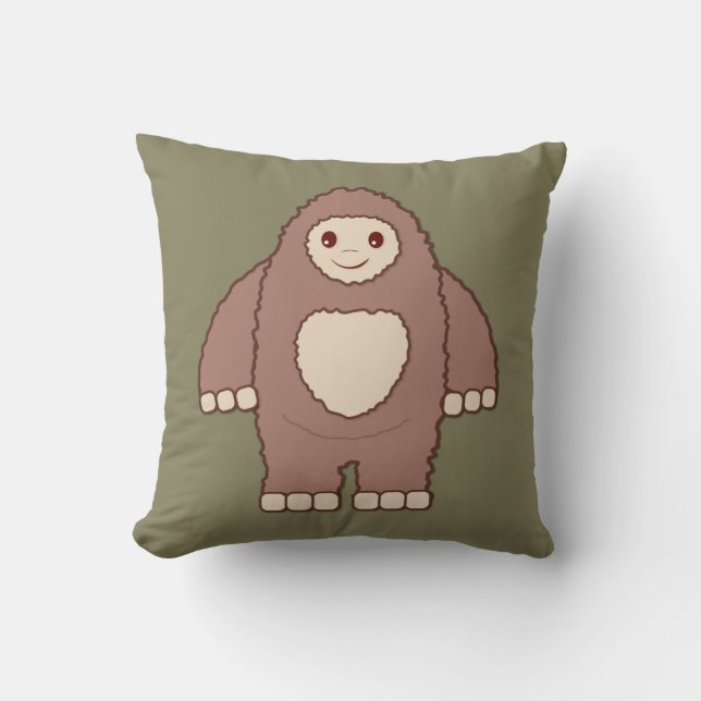 Baby Bigfoot Throw Pillow (Front)