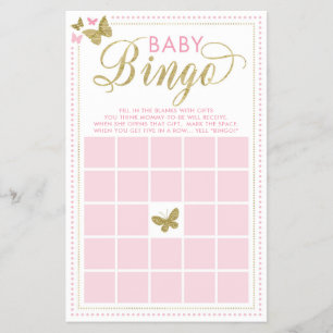 Baby Bingo, Butterfly Baby Shower Game Flyer