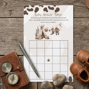 Baby Bingo Game Cowboy rustic howdy baby shower