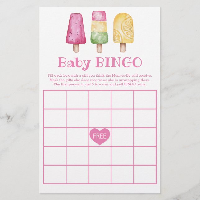 Baby Bingo Girl Ready to Pop Summer Baby Shower (Front)