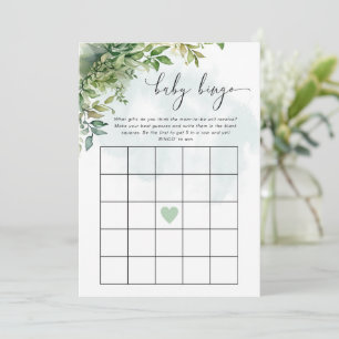 'Baby Bingo' greenery themed baby shower game Invitation