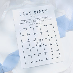 Baby Bingo   Nautical Whale Baby Boy Shower Game Invitation