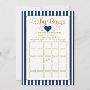 Baby Bingo Navy Blue Gold Baby Shower Game Cards