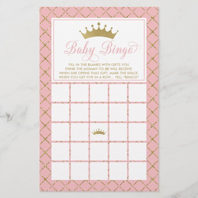 Baby Bingo, Princess Baby Shower Game Flyer (Front)