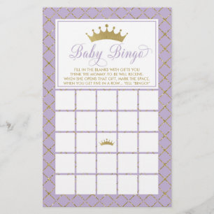 Baby Bingo, Princess Baby Shower Game Flyer