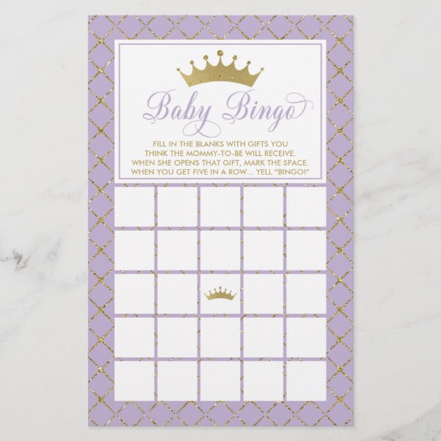 Baby Bingo, Princess Baby Shower Game Flyer (Front)