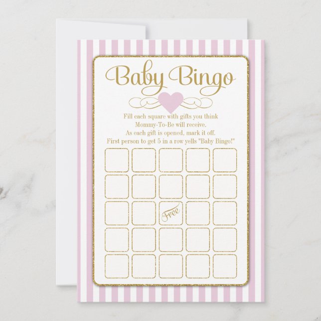 Baby Bingo Rose Gold Girl Baby shower Cartes de je (Devant)