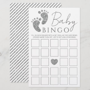 Baby Bingo Silver Glitter Baby Feet Baby Shower Ga