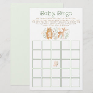 Baby Bingo Woodland Themed Baby Shower Game