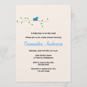 Baby Bird Nest Baby Shower Invitation- Boy Invitation