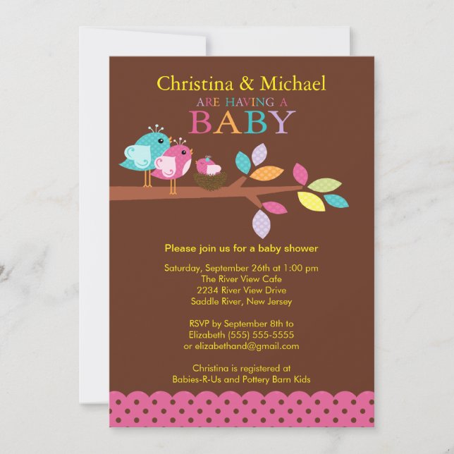 Baby Bird Nest Baby Shower Invitations (Front)