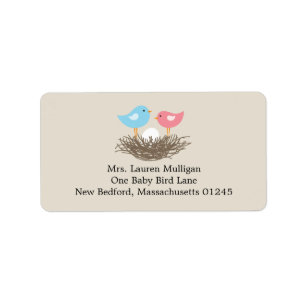 Baby Bird's Nest Baby Shower Label