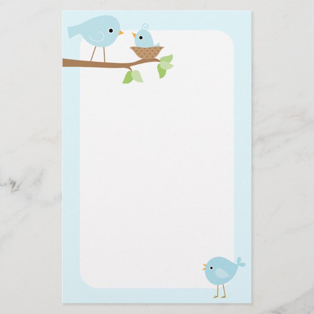 Baby Bird's Nest (blue) Stationery (Front)