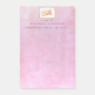 Baby Birth Annoucement Thank You Gift Favour Post-it Notes