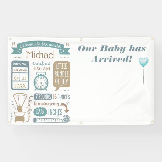Baby Birth Announcement Customized Banner (Horizontal)