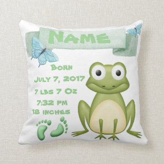Baby Birth Announcement Frog Pillow