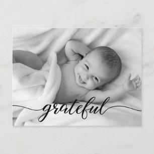 Baby Birth Announcement Grateful Script photo
