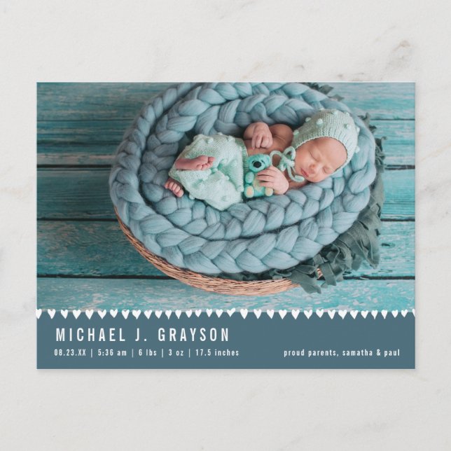 Baby Birth Announcement Photo Postcard (Front)