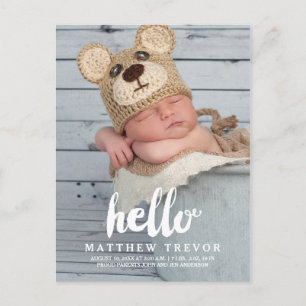 Baby Birth Announcement Postcard   Hello