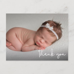 Baby Birth Announcement Thank You White Script Postcard