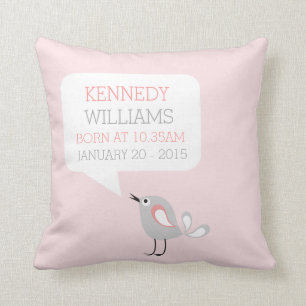 Baby Birth Keepsake Custom Pillow   Pastel Pink