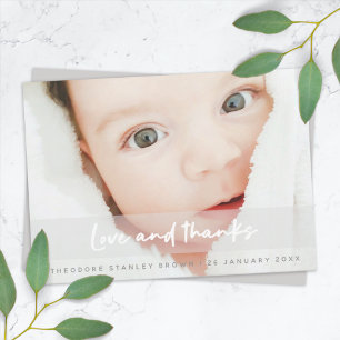 Baby Birth Photo   Modern Cute New Simple White Thank You Card