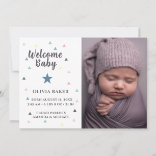 Baby Birth Photo Pastel Announcement