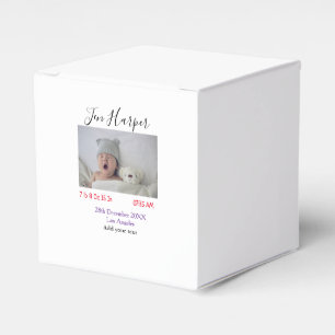 Baby birth stats add name place date keepsake memo favor box