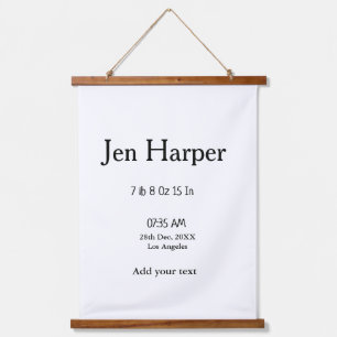 Baby birth stats add name place date keepsake memo hanging tapestry