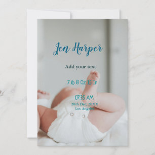 Baby birth stats add name place date keepsake memo invitation