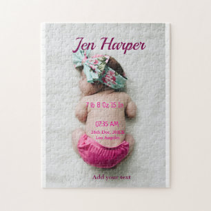 Baby birth stats add name place date keepsake memo jigsaw puzzle