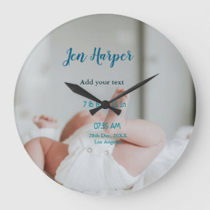 Baby birth stats add name place date keepsake memo large clock