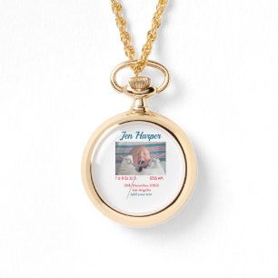 Baby birth stats add name place date keepsake memo watch